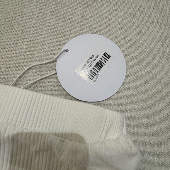 White Ribbed Drawstring Shorts - Picture 2 of 4